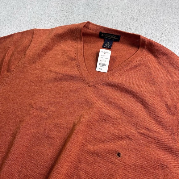 BROOKS BROTHERS Men's Orange V-Neck Merino Wool Blend Sweater Sz XL $128 NWT - Picture 1 of 7